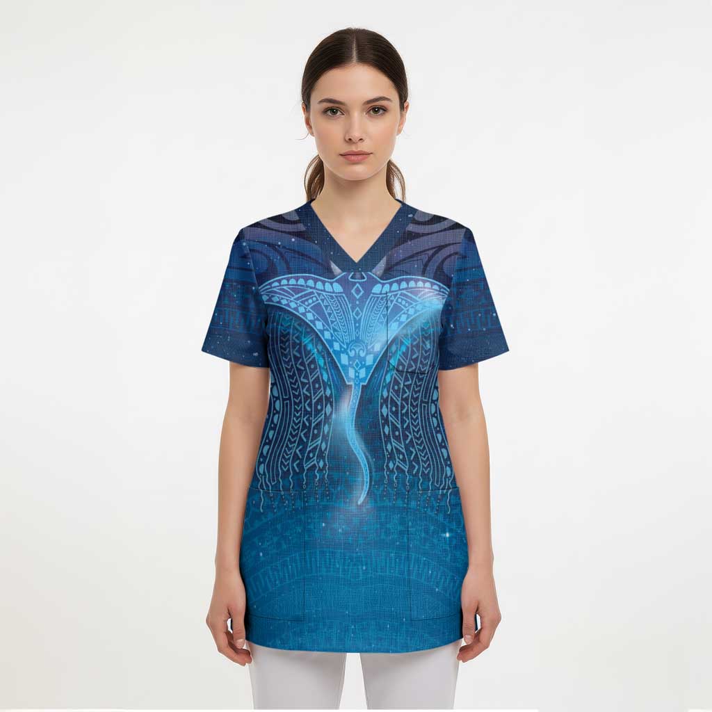 Polynesia Manta Ray Scrub Top Let's The Sea Set You Free - Polynesian Pride