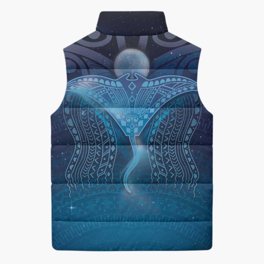 Polynesia Manta Ray Sleeveless Puffer Jacket Let's The Sea Set You Free LT05 - Polynesian Pride