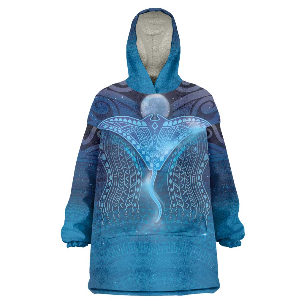 Polynesia Manta Ray Wearable Blanket Hoodie Let's The Sea Set You Free - Polynesian Pride