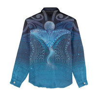 Polynesia Manta Ray Women Casual Shirt Let's The Sea Set You Free - Polynesian Pride