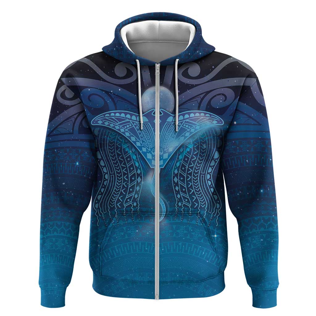 Polynesia Manta Ray Zip Hoodie Let's The Sea Set You Free - Polynesian Pride