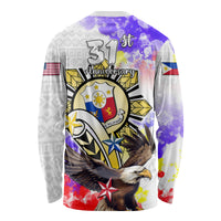 Filipino American History Month Long Sleeve Shirt The Eight-Rayed Sun Flags With Bald Eagle LT05 - Polynesian Pride