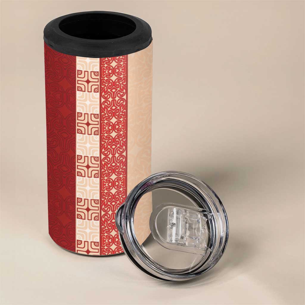 Papua New Guinea 4 in 1 Can Cooler Tumbler Oro Tapa Pattern LT05 - Polynesian Pride