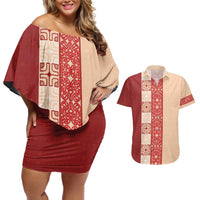 Papua New Guinea Couples Matching Off Shoulder Short Dress and Hawaiian Shirt Oro Tapa Pattern