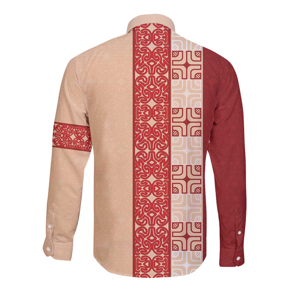 Papua New Guinea Long Sleeve Button Shirt Oro Tapa Pattern LT05 - Polynesian Pride