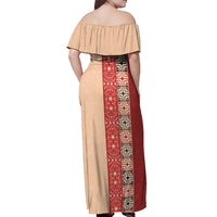 Papua New Guinea Off Shoulder Maxi Dress Oro Tapa Pattern