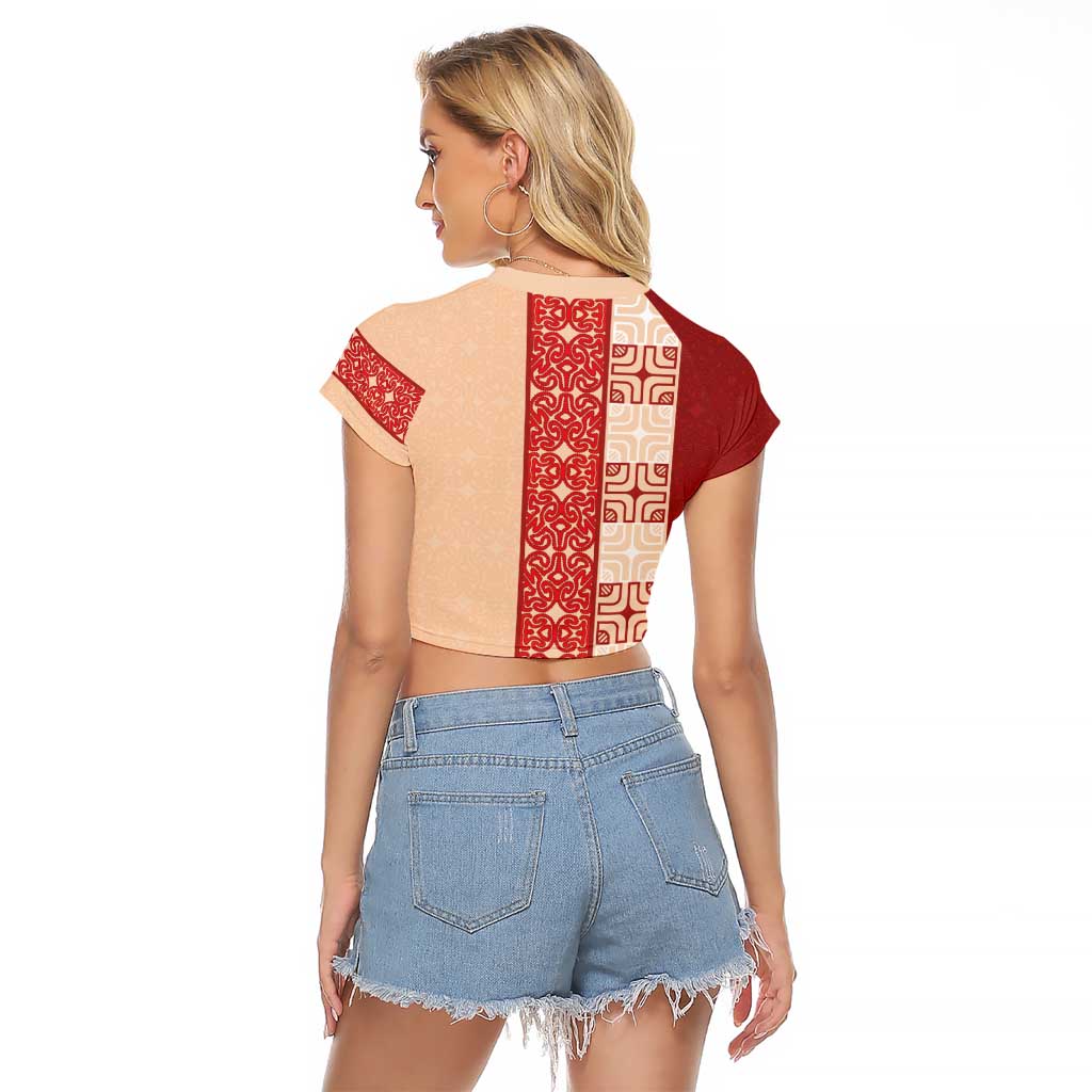 Papua New Guinea Raglan Cropped T Shirt Oro Tapa Pattern