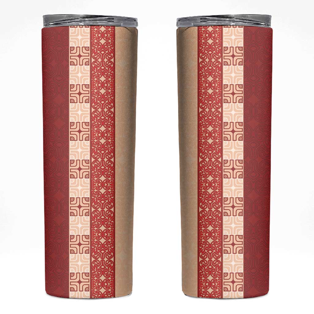 Papua New Guinea Skinny Tumbler Oro Tapa Pattern LT05 Beige - Polynesian Pride