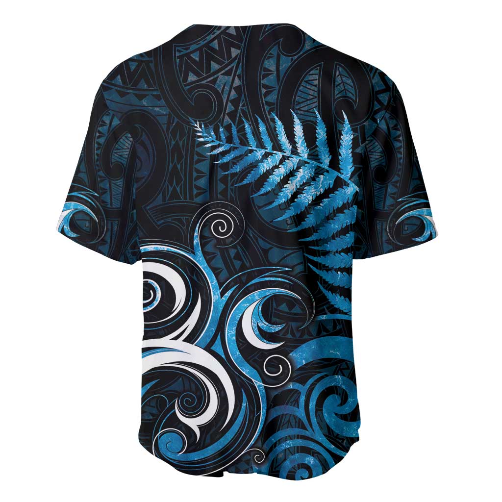 New Zealand Sea Week Baseball Jersey Maori Wave Pattern Ocean Blue LT05 - Polynesian Pride