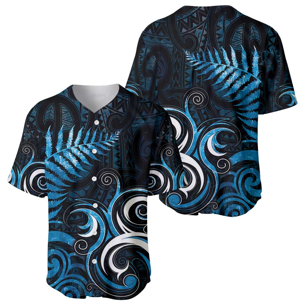 New Zealand Sea Week Baseball Jersey Maori Wave Pattern Ocean Blue LT05 - Polynesian Pride