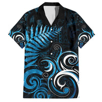 New Zealand Sea Week Family Matching Long Sleeve Bodycon Dress and Hawaiian Shirt Maori Wave Pattern Ocean Blue LT05 Dad's Shirt - Short Sleeve Blue - Polynesian Pride