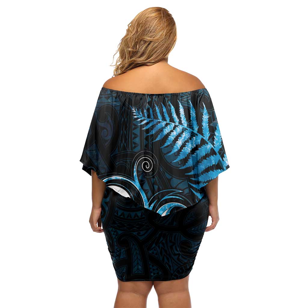 New Zealand Sea Week Family Matching Off Shoulder Short Dress and Hawaiian Shirt Maori Wave Pattern Ocean Blue LT05 - Polynesian Pride