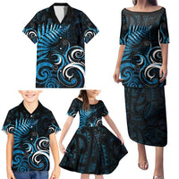 New Zealand Sea Week Family Matching Puletasi and Hawaiian Shirt Maori Wave Pattern Ocean Blue LT05 - Polynesian Pride