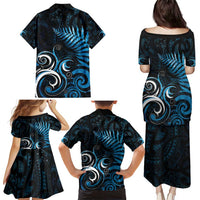 New Zealand Sea Week Family Matching Puletasi and Hawaiian Shirt Maori Wave Pattern Ocean Blue LT05 - Polynesian Pride