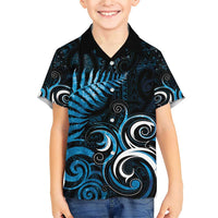 New Zealand Sea Week Family Matching Short Sleeve Bodycon Dress and Hawaiian Shirt Maori Wave Pattern Ocean Blue LT05 Son's Shirt Blue - Polynesian Pride