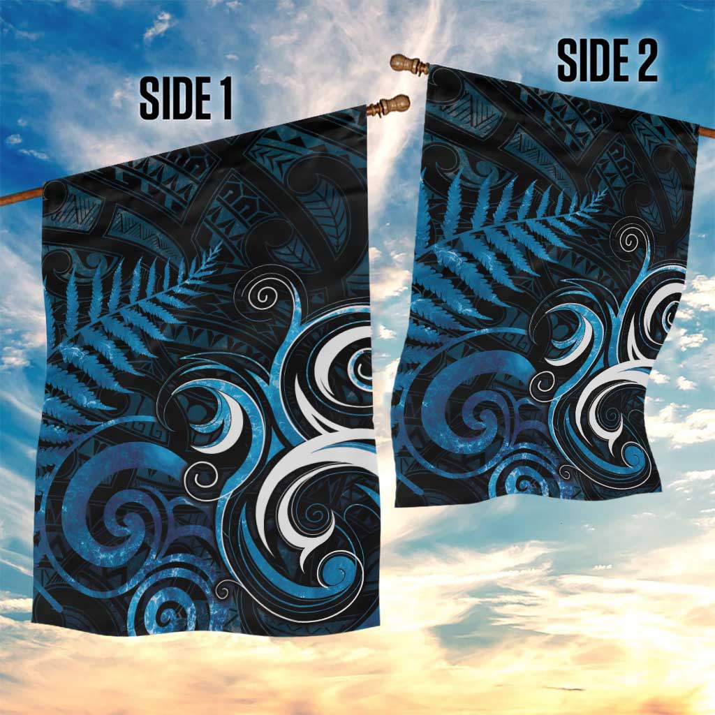 New Zealand Sea Week Garden Flag Maori Wave Pattern Ocean Blue