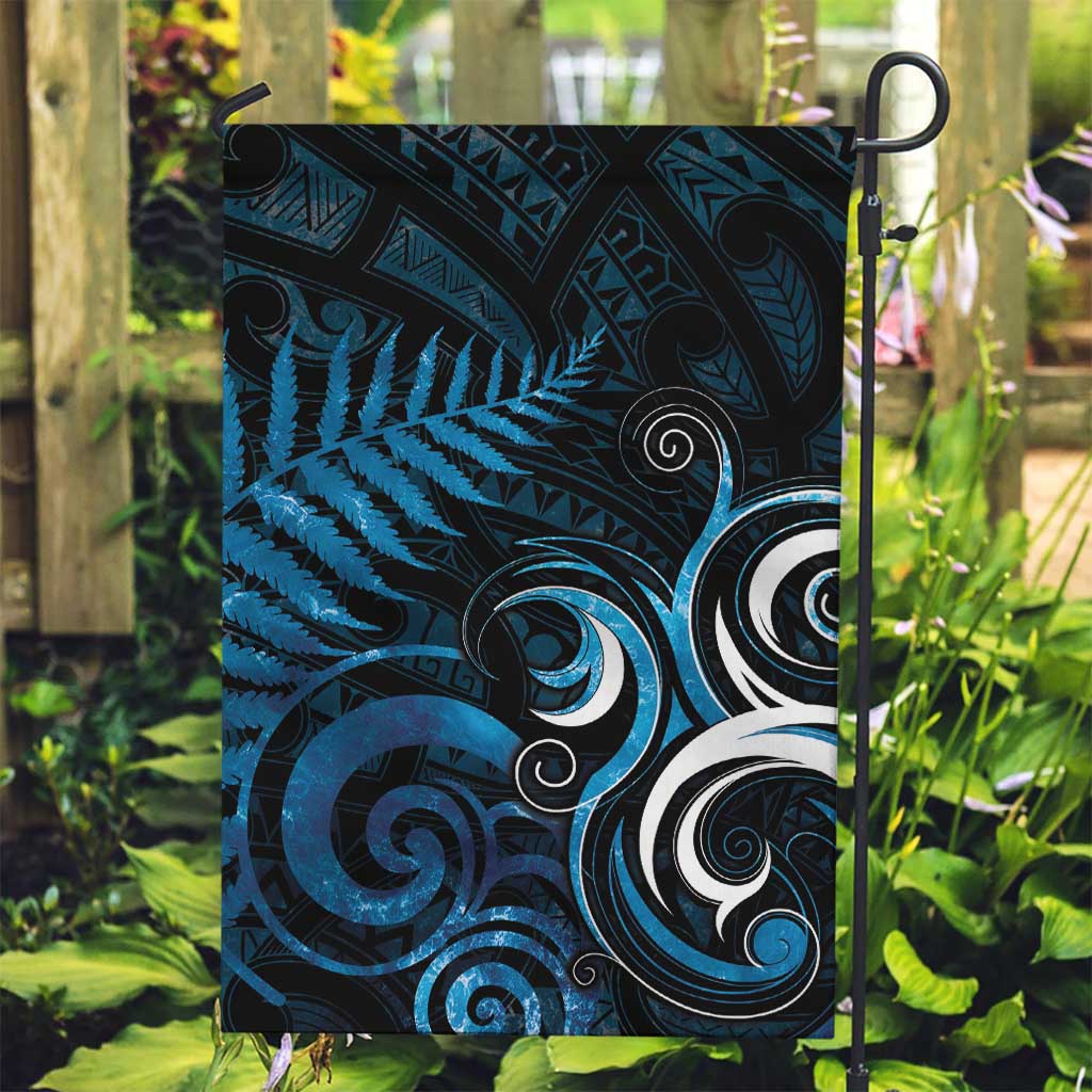 New Zealand Sea Week Garden Flag Maori Wave Pattern Ocean Blue