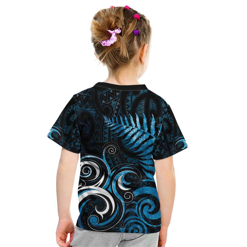 New Zealand Sea Week Kid T Shirt Maori Wave Pattern Ocean Blue LT05 - Polynesian Pride