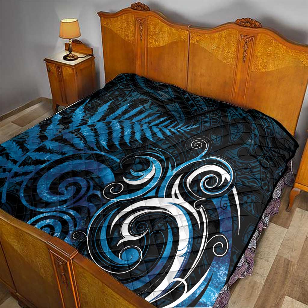 New Zealand Sea Week Quilt Maori Wave Pattern Ocean Blue LT05 - Polynesian Pride