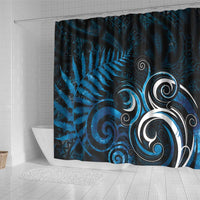 New Zealand Sea Week Shower Curtain Maori Wave Pattern Ocean Blue