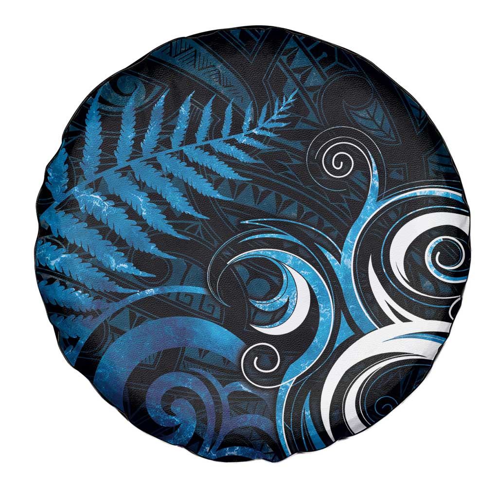 New Zealand Sea Week Spare Tire Cover Maori Wave Pattern Ocean Blue