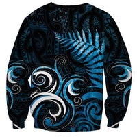 New Zealand Sea Week Sweatshirt Maori Wave Pattern Ocean Blue