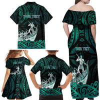 Personalised New Zealand Waka Racing Family Matching Off Shoulder Maxi Dress and Hawaiian Shirt Maori Warriors LT05 - Polynesian Pride