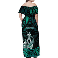 Personalised New Zealand Waka Racing Family Matching Off Shoulder Maxi Dress and Hawaiian Shirt Maori Warriors LT05 - Polynesian Pride