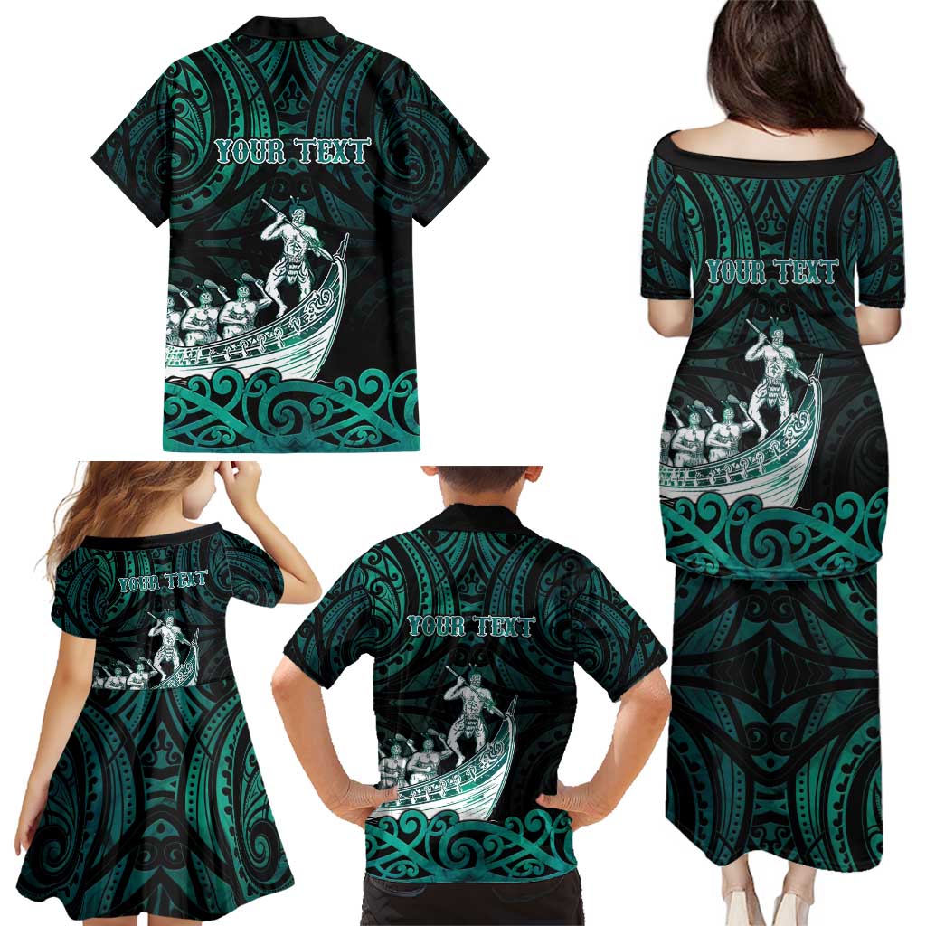 Personalised New Zealand Waka Racing Family Matching Puletasi and Hawaiian Shirt Maori Warriors LT05 - Polynesian Pride