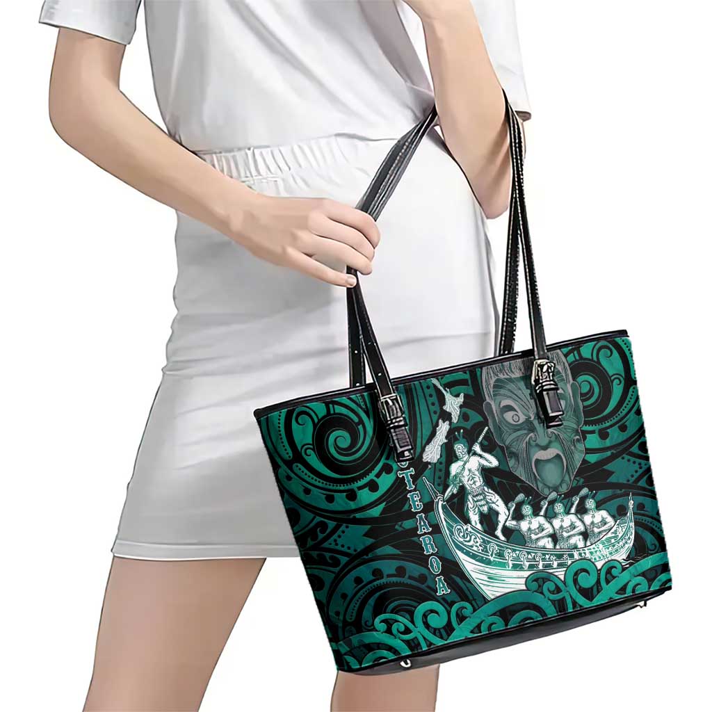 New Zealand Waka Racing Leather Tote Bag Maori Warriors LT05 - Polynesian Pride