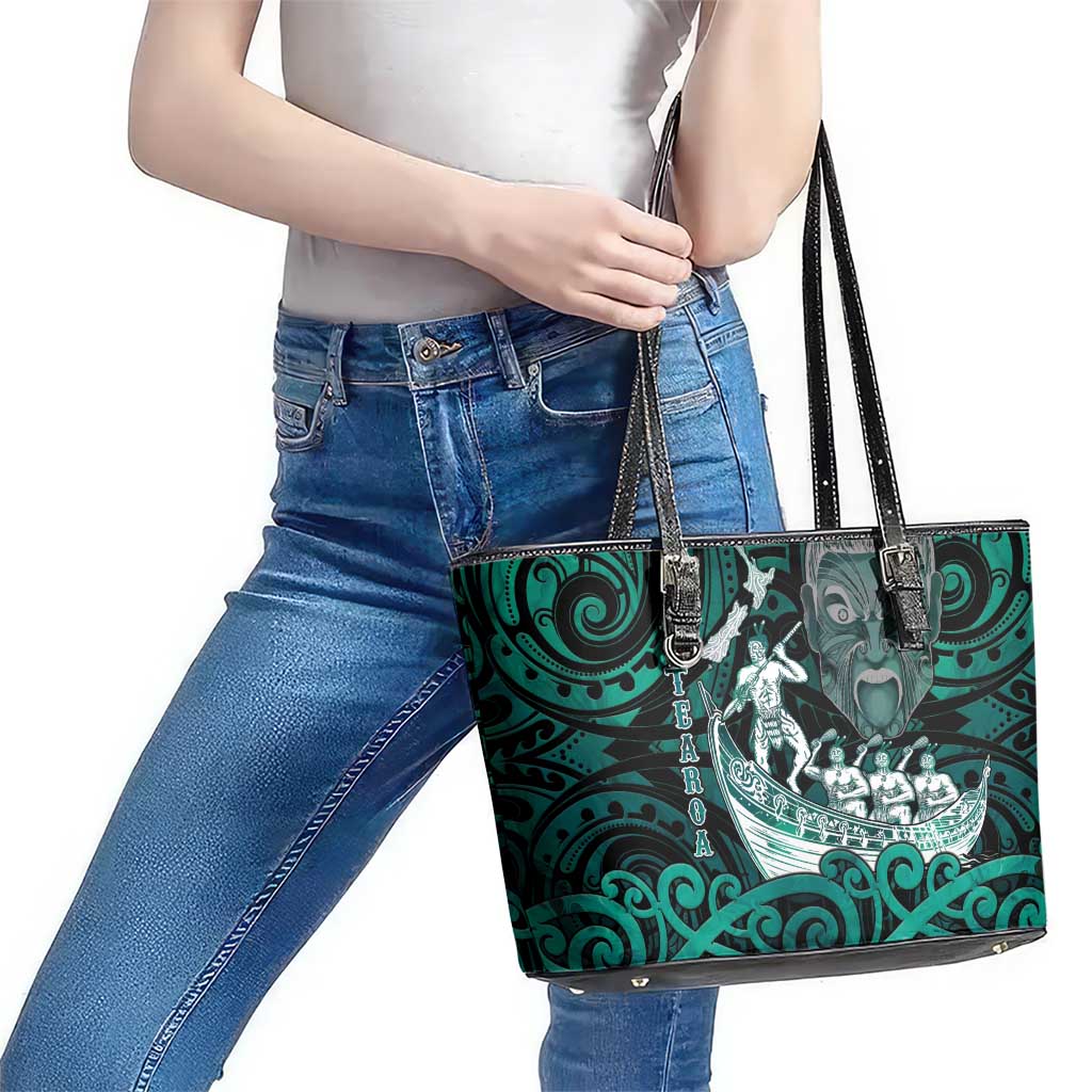 New Zealand Waka Racing Leather Tote Bag Maori Warriors LT05 - Polynesian Pride
