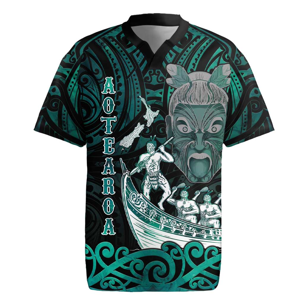Personalised New Zealand Waka Racing Rugby Jersey Maori Warriors LT05 Green - Polynesian Pride