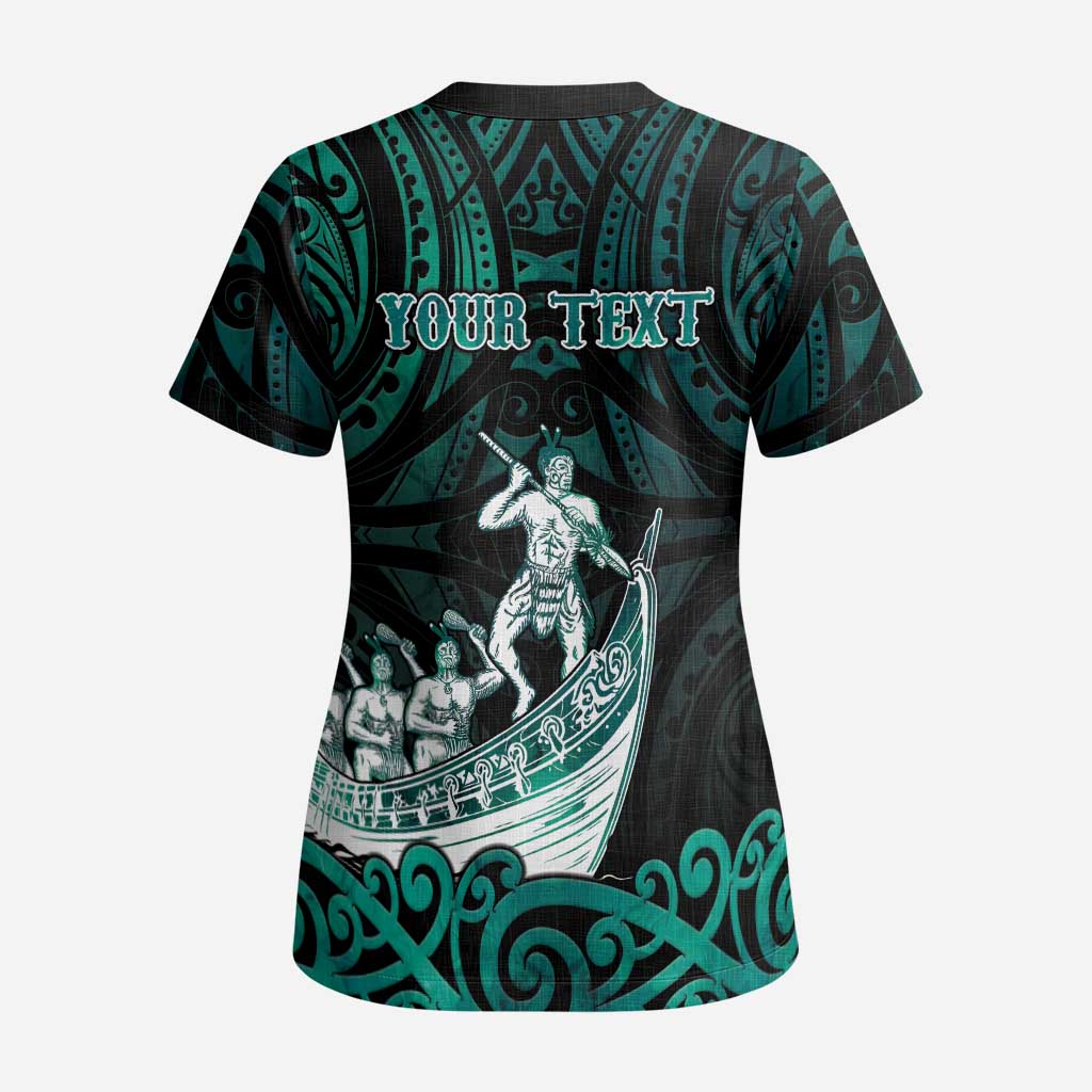 Personalised New Zealand Waka Racing Scrub Top Maori Warriors - Polynesian Pride