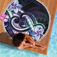 Polynesian Art Tattoo Beach Blanket Plumeria Flowers Turquoise Gradient