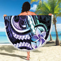 Polynesian Art Tattoo Beach Blanket Plumeria Flowers Turquoise Gradient