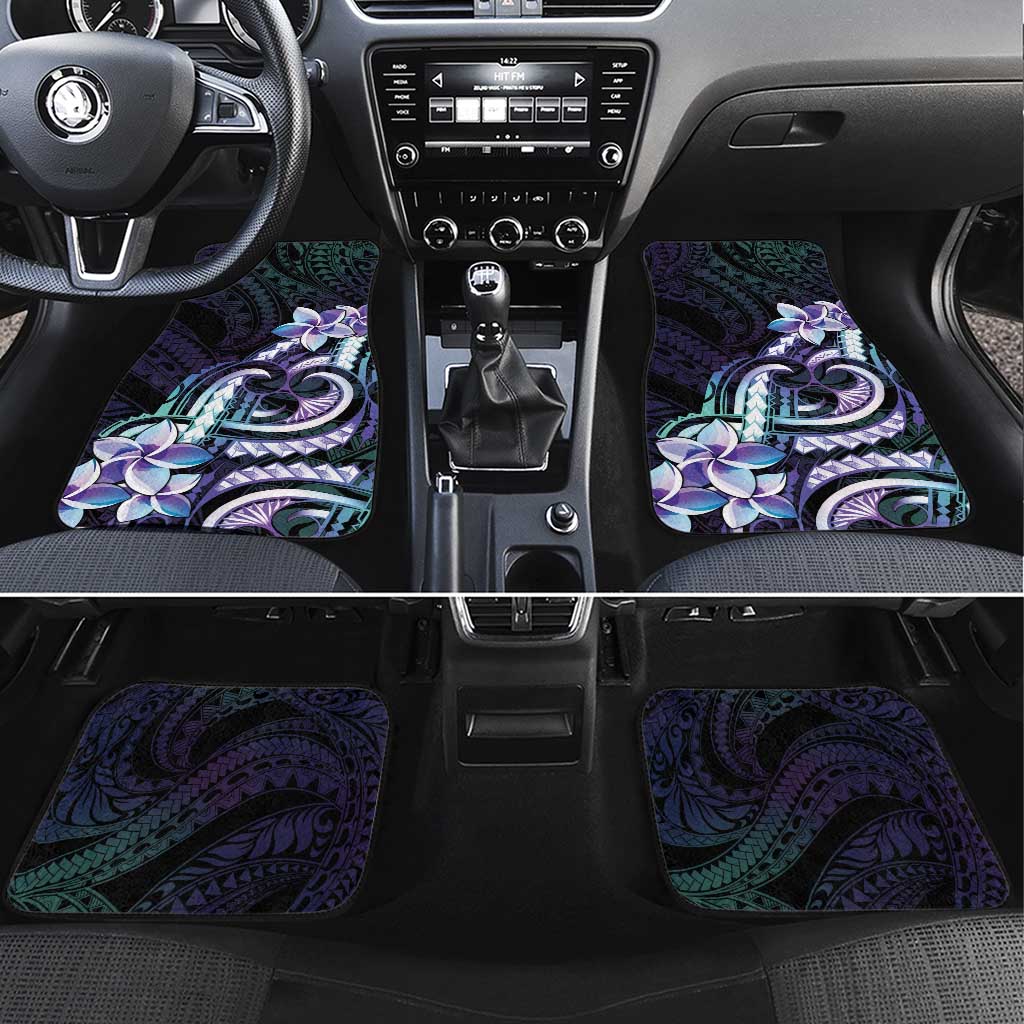 Polynesian Art Tattoo Car Mats Plumeria Flowers Turquoise Gradient