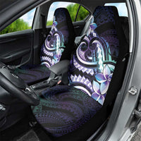 Polynesian Art Tattoo Car Seat Cover Plumeria Flowers Turquoise Gradient