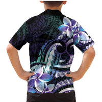 Polynesian Art Tattoo Family Matching Mermaid Dress and Hawaiian Shirt Plumeria Flowers Turquoise Gradient LT05 - Polynesian Pride
