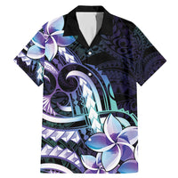 Polynesian Art Tattoo Family Matching Mermaid Dress and Hawaiian Shirt Plumeria Flowers Turquoise Gradient LT05 Dad's Shirt - Short Sleeve Turquoise - Polynesian Pride