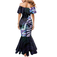 Polynesian Art Tattoo Family Matching Mermaid Dress and Hawaiian Shirt Plumeria Flowers Turquoise Gradient LT05 - Polynesian Pride