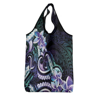 Polynesian Art Tattoo Grocery Bag Plumeria Flowers Turquoise Gradient LT05 - Polynesian Pride