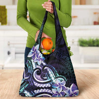 Polynesian Art Tattoo Grocery Bag Plumeria Flowers Turquoise Gradient LT05 - Polynesian Pride