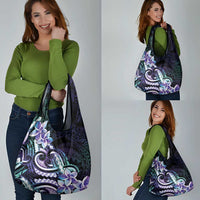 Polynesian Art Tattoo Grocery Bag Plumeria Flowers Turquoise Gradient LT05 - Polynesian Pride