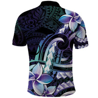 Polynesian Art Tattoo Polo Shirt Plumeria Flowers Turquoise Gradient
