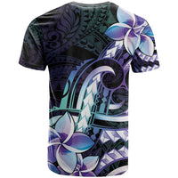 Polynesian Art Tattoo T Shirt Plumeria Flowers Turquoise Gradient LT05 - Polynesian Pride
