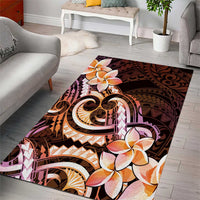 Polynesian Art Tattoo Area Rug Plumeria Flowers Peach Gradient