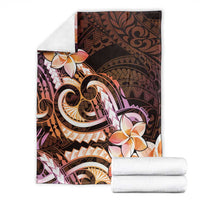 Polynesian Art Tattoo Blanket Plumeria Flowers Peach Gradient