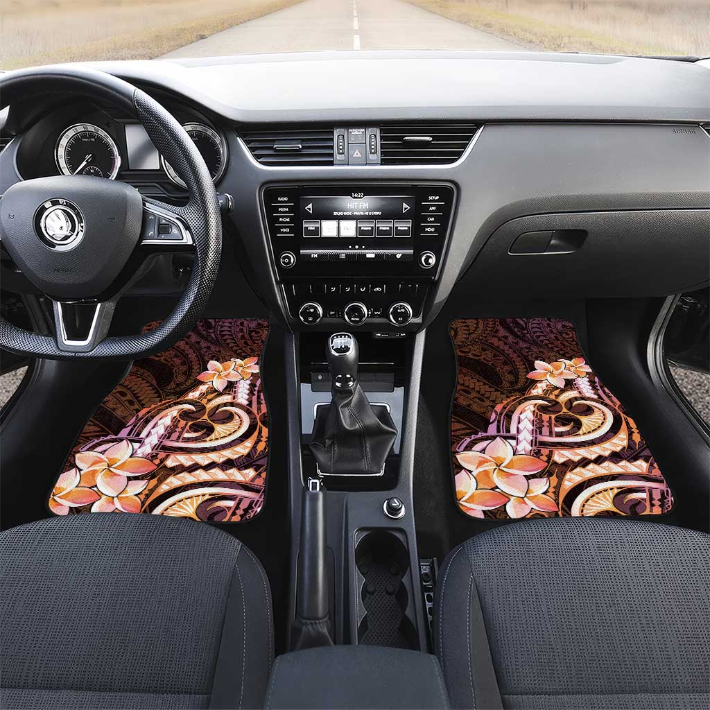 Polynesian Art Tattoo Car Mats Plumeria Flowers Peach Gradient