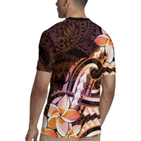 Polynesian Art Tattoo Rugby Jersey Plumeria Flowers Peach Gradient