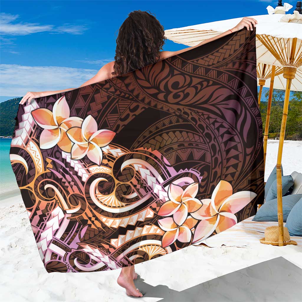 Polynesian Art Tattoo Sarong Plumeria Flowers Peach Gradient LT05 One Size 44 x 66 inches Peach - Polynesian Pride